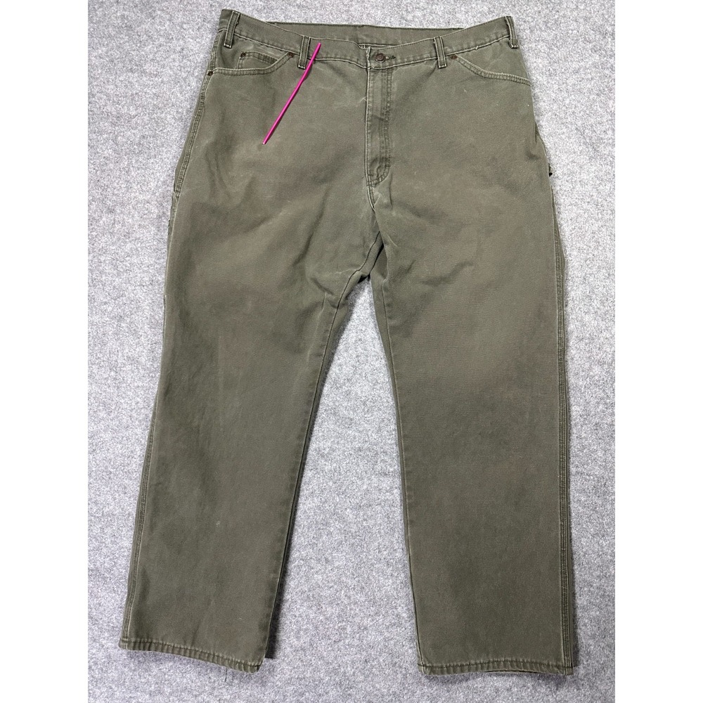 Dickies Carpenter Pants Mens 40x30 Moss Green Duck Canvas Relaxed Straight Work